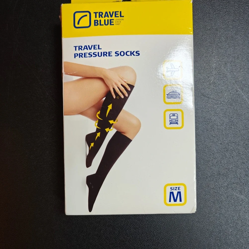 Travel Blue Pressure Socks‎ Black Medium Gentle Compression Flight Socks 791